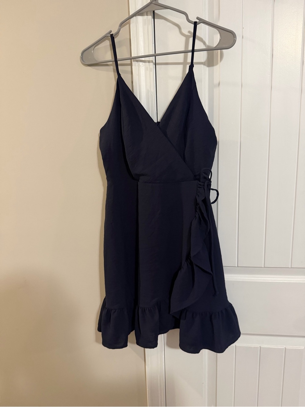 Altar'd State Navy Blue Wrap Ruffle One-Piece